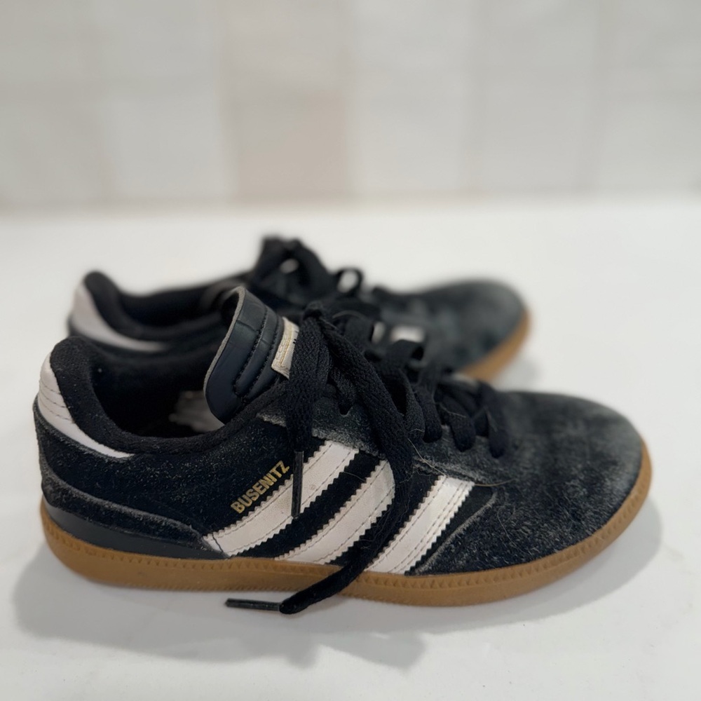 Adidas Black and White Busenitz Sneakers with Gum Sole